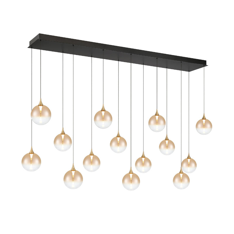 Eurofase 48938 Iissa 14-lt 72" LED Multi Drop Chandelier - Amber Glass