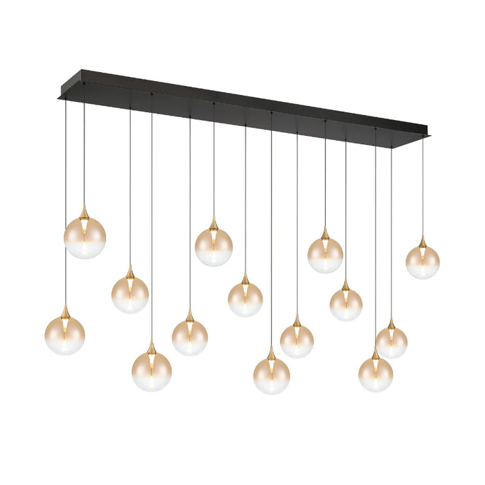 Eurofase 48938 Iissa 14-lt 72" LED Multi Drop Chandelier - Amber Glass