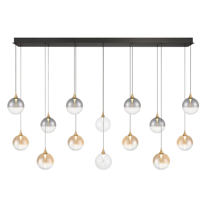 Eurofase 48938 Iissa 14-lt 72" LED Multi Drop Chandelier - Mixed Glass