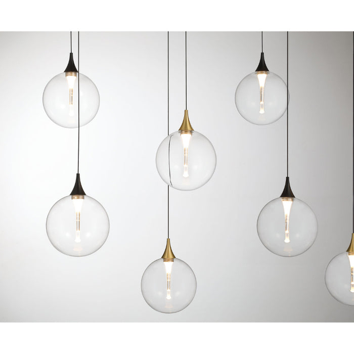 Eurofase 48940 Iissa 14-lt 72" LED Multi Drop Chandelier - Clear Glass