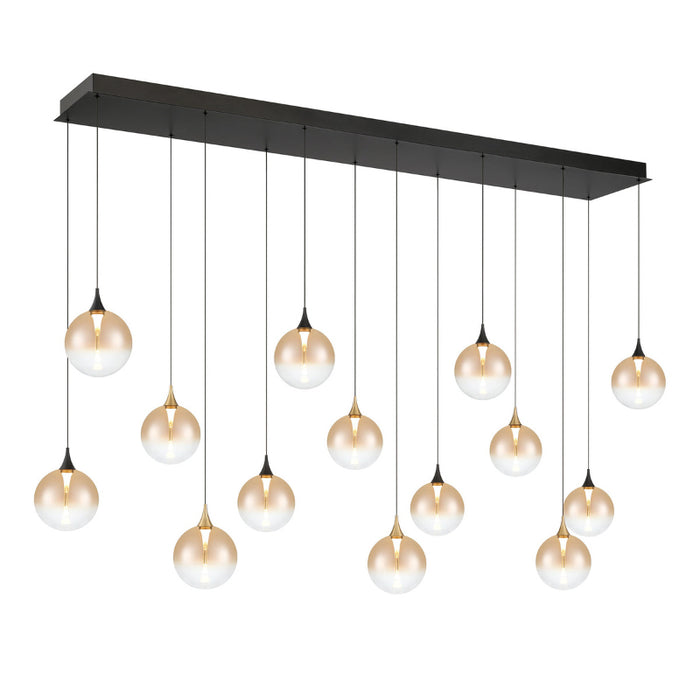 Eurofase 48940 Iissa 14-lt 72" LED Multi Drop Chandelier - Amber Glass