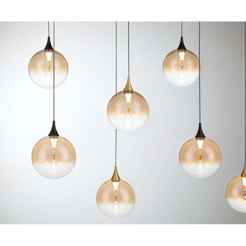 Eurofase 48940 Iissa 14-lt 72" LED Multi Drop Chandelier - Amber Glass