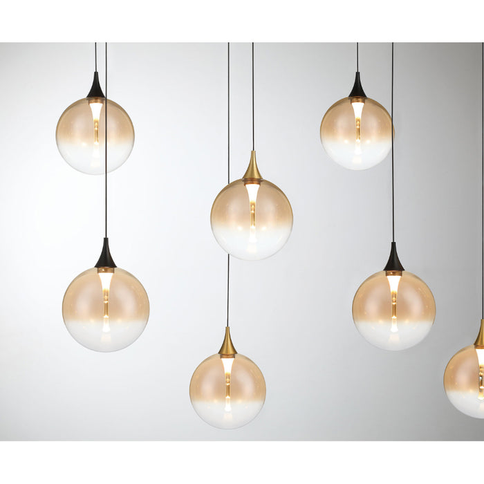 Eurofase 48940 Iissa 14-lt 72" LED Multi Drop Chandelier - Amber Glass