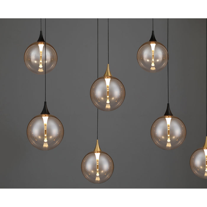 Eurofase 48940 Iissa 14-lt 72" LED Multi Drop Chandelier - Amber Glass