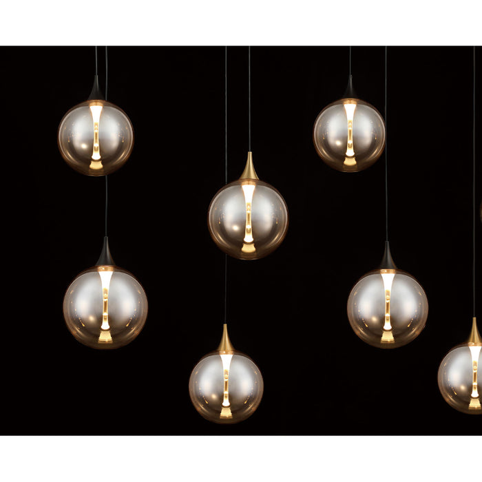 Eurofase 48940 Iissa 14-lt 72" LED Multi Drop Chandelier - Amber Glass