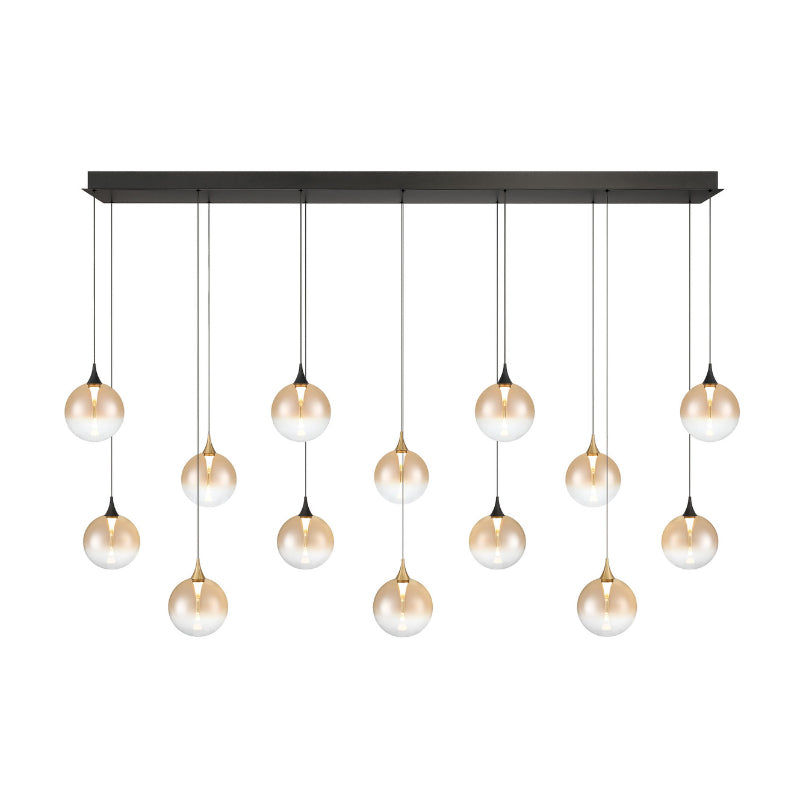 Eurofase 48940 Iissa 14-lt 72" LED Multi Drop Chandelier - Amber Glass