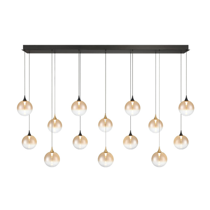Eurofase 48940 Iissa 14-lt 72" LED Multi Drop Chandelier - Amber Glass