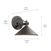 Kichler 49059 Ripley 1-lt 8" Outdoor Wall Sconce
