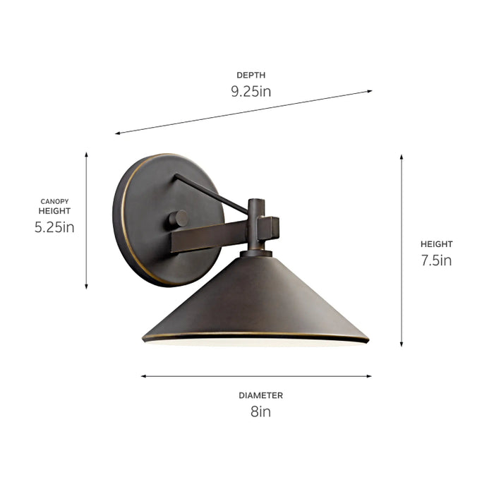 Kichler 49059 Ripley 1-lt 8" Outdoor Wall Sconce
