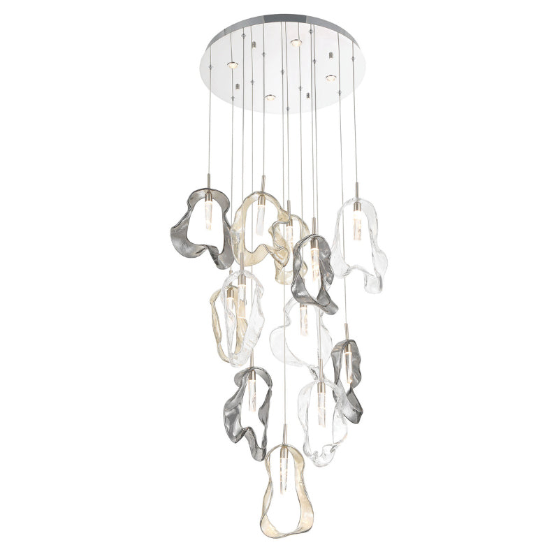 Eurofase 49237 Norah 12-lt 24" LED Multi Drop Chandelier - Polished Nickel