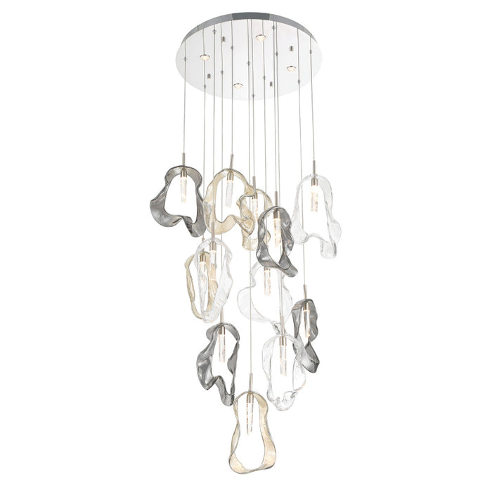 Eurofase 49237 Norah 12-lt 24" LED Multi Drop Chandelier - Polished Nickel