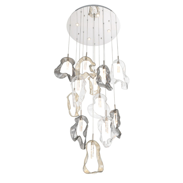 Eurofase 49237 Norah 12-lt 24" LED Multi Drop Chandelier - Polished Nickel