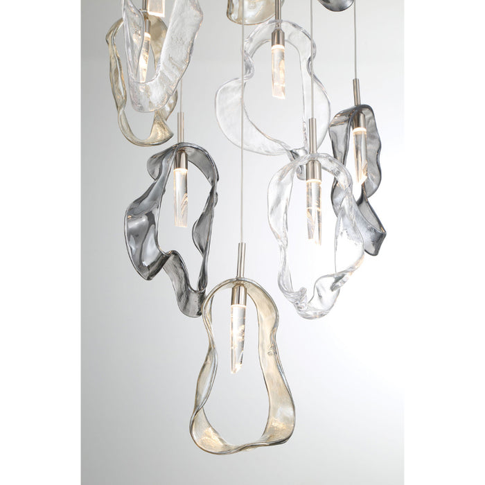 Eurofase 49237 Norah 12-lt 24" LED Multi Drop Chandelier - Polished Nickel
