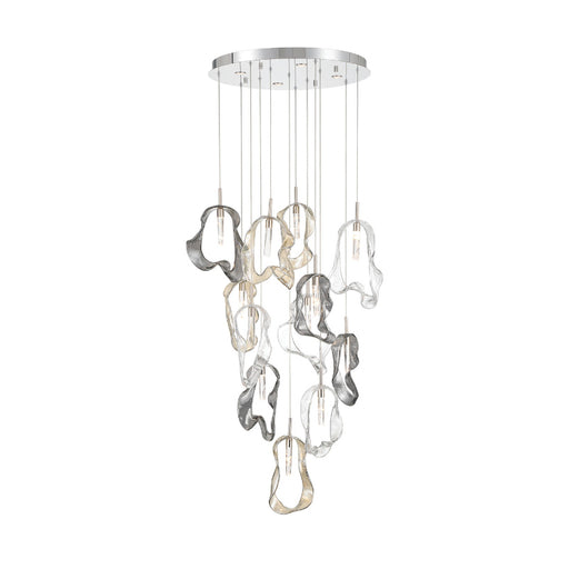 Eurofase 49237 Norah 12-lt 24" LED Multi Drop Chandelier - Polished Nickel