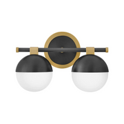 Hinkley 54562 Bowie 2-lt 14" LED Vanity - Lacquered Brass with Black accents