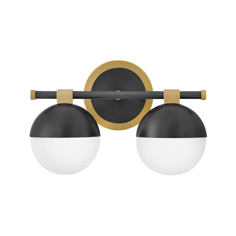 Hinkley 54562 Bowie 2-lt 14" LED Vanity - Lacquered Brass with Black accents