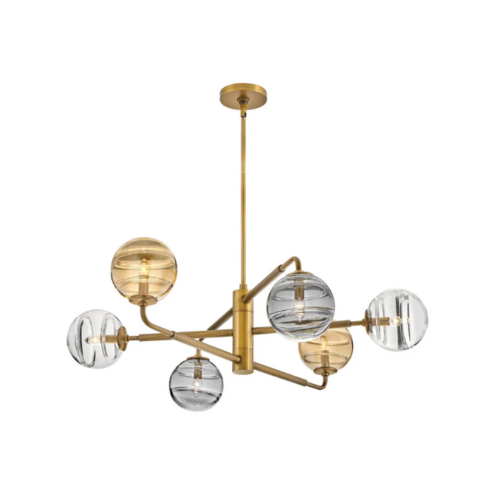 Fredrick Ramond FR30506 Oberon 6-lt 37" LED Chandelier - Heritage Brass