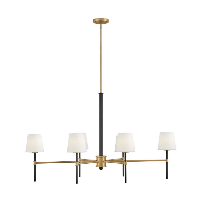 Hinkley 46955 Saunders 6-lt 45" LED Chandelier - Black with Lacquered Brass accents
