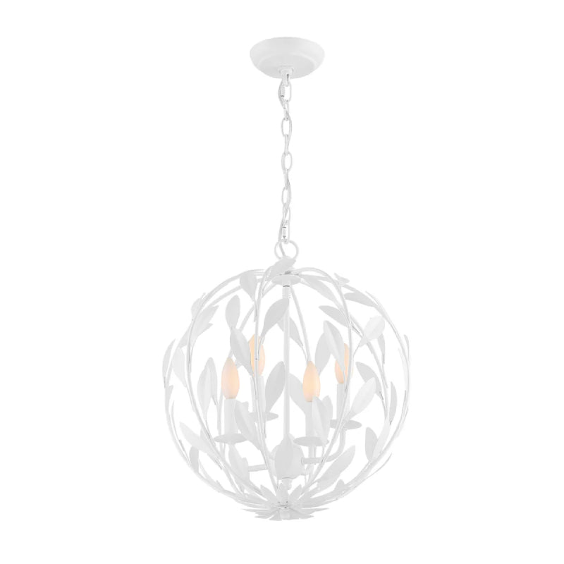 Crystorama 504 Broche 4-lt 16" Chandelier - Matte White