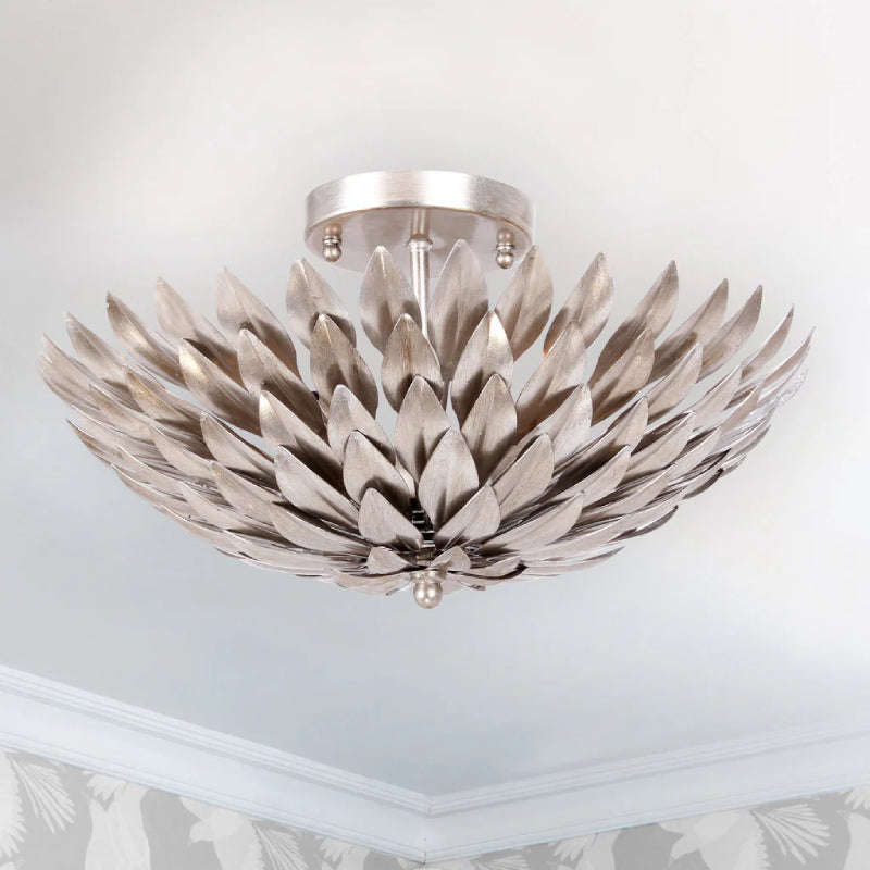 Crystorama 505 Broche 4-lt 16" Semi Flush Mount - Antique Silver