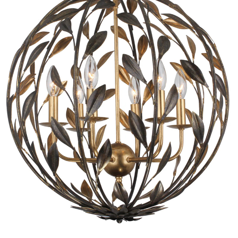 Crystorama 506 Broche 6-lt 21" Chandelier - English Bronze/Antique Gold