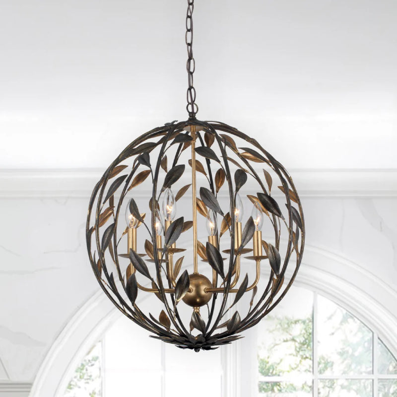 Crystorama 506 Broche 6-lt 21" Chandelier - English Bronze/Antique Gold