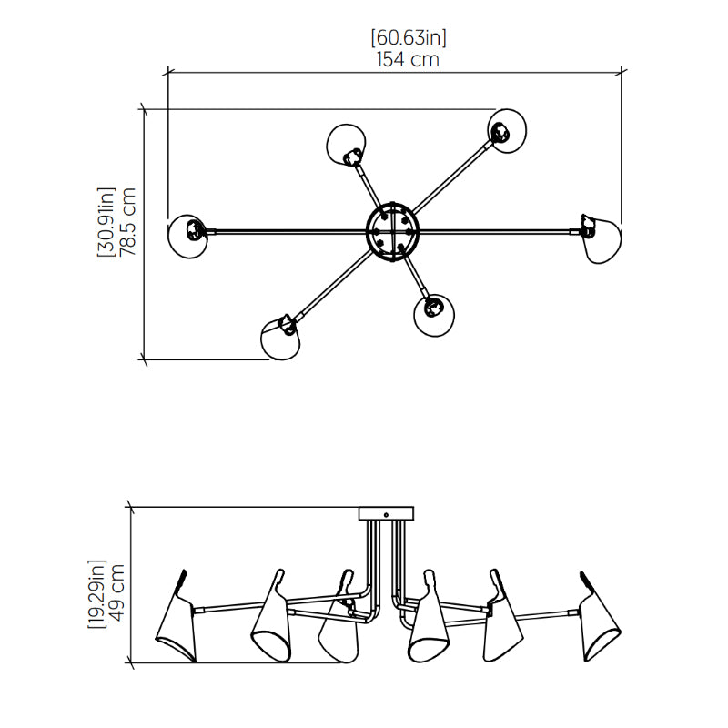 Accord 5104 Balance 6-lt 61" LED Semi Flush