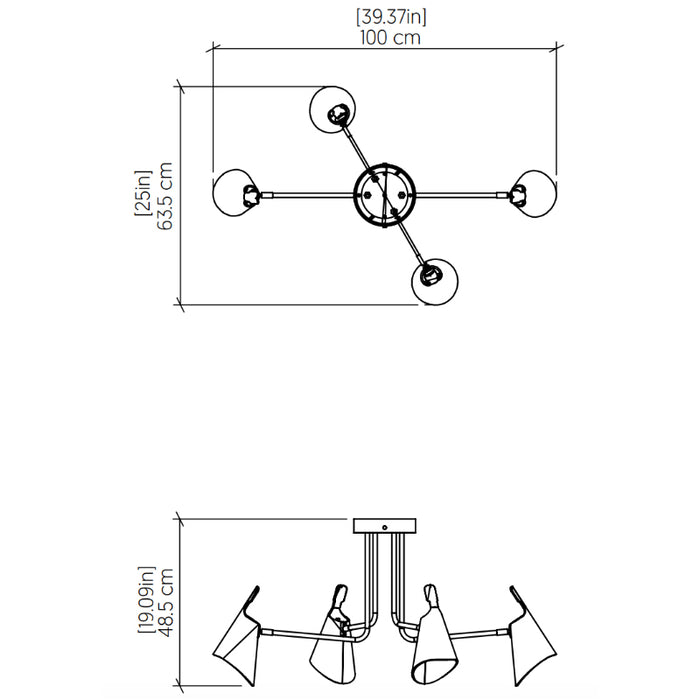 Accord 5105 Balance 4-lt 39" LED Semi Flush