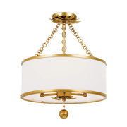Crystorama 513-CEILING Broche 3-lt 14" Semi Flush Mount - Antique Gold