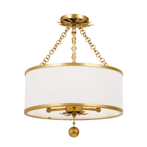 Crystorama 513-CEILING Broche 3-lt 14" Semi Flush Mount - Antique Gold