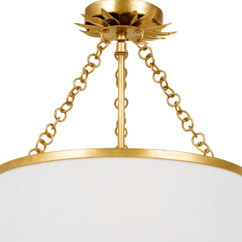Crystorama 513-CEILING Broche 3-lt 14" Semi Flush Mount - Antique Gold