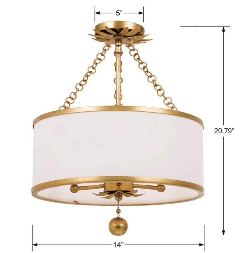 Crystorama 513-CEILING Broche 3-lt 14" Semi Flush Mount