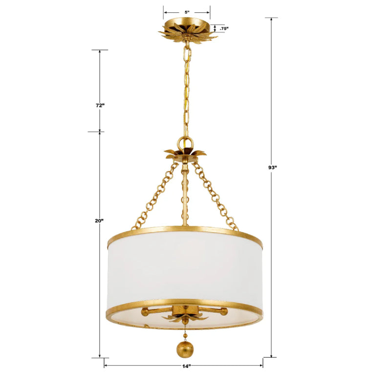 Crystorama 513 Broche 3-lt 14" Chandelier