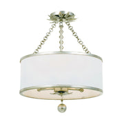 Crystorama 513-CEILING Broche 3-lt 14" Semi Flush Mount - Antique Silver