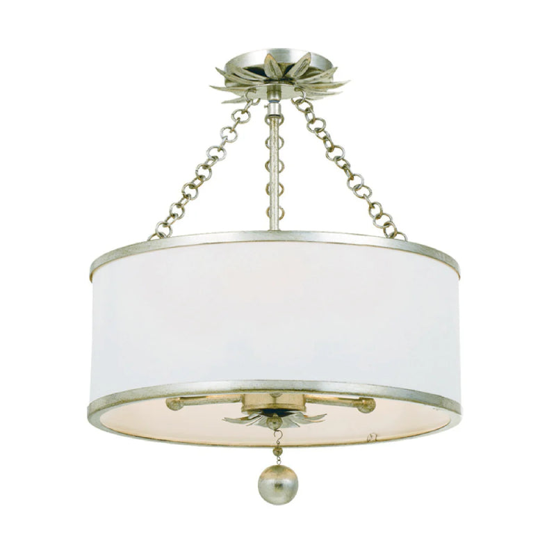 Crystorama 513-CEILING Broche 3-lt 14" Semi Flush Mount - Antique Silver