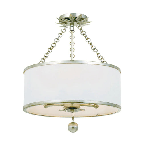 Crystorama 513-CEILING Broche 3-lt 14" Semi Flush Mount - Antique Silver