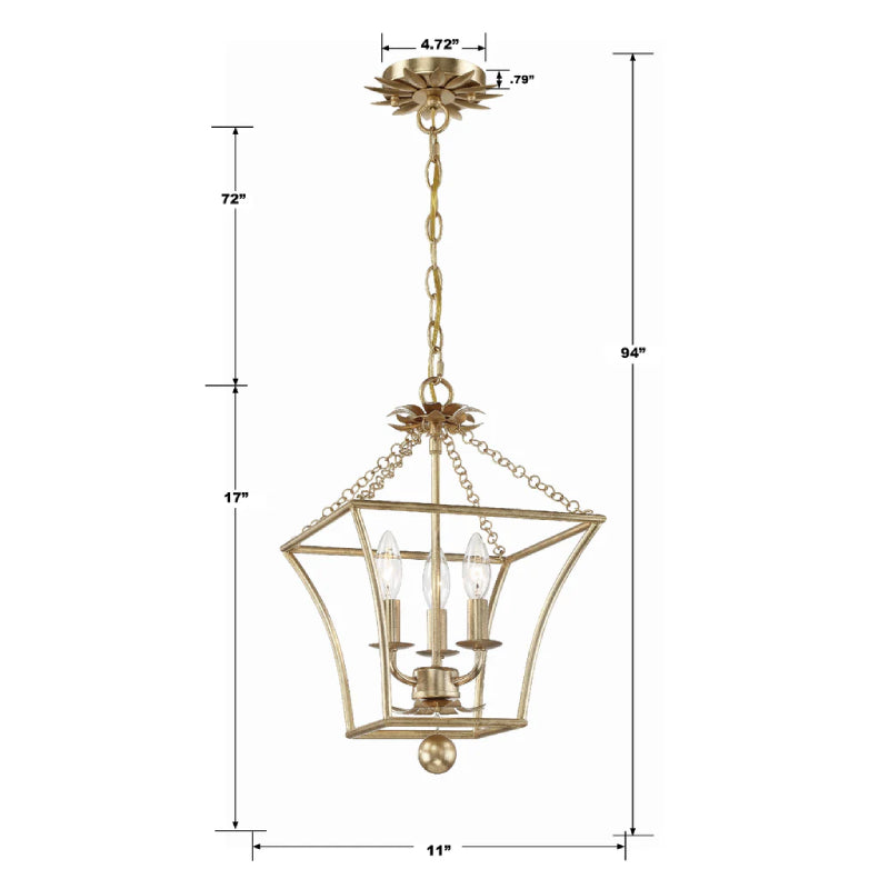Crystorama 514 Broche 3-lt 11" Chandelier