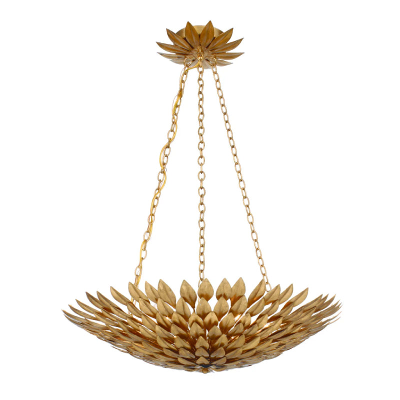 Crystorama 517 Broche 6-lt 25" Chandelier - Antique Gold