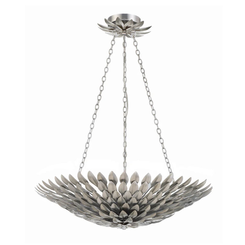 Crystorama 517 Broche 6-lt 25" Chandelier - Antique Silver