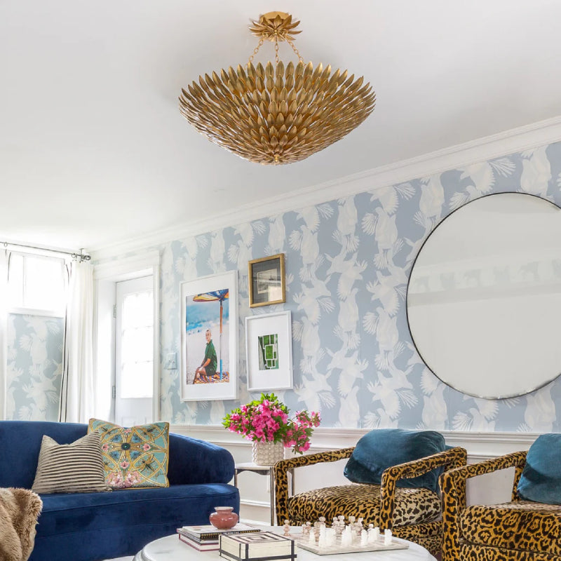 Crystorama 519-CEILING Broche 8-lt 30" Semi Flush Mount - Antique Gold