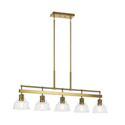 Kichler 52404 Eastmont 5-lt 50" Linear Chandelier-Brushed Brass with Walnut Wood
