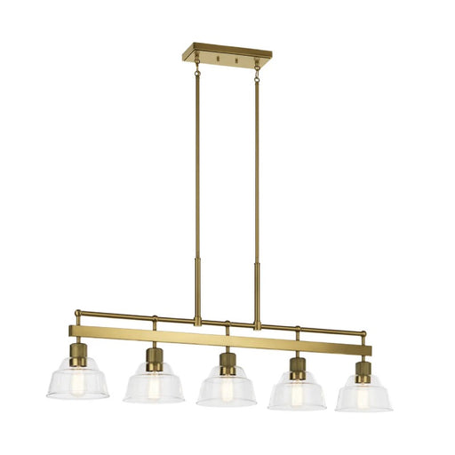 Kichler 52404 Eastmont 5-lt 50" Linear Chandelier-Brushed Brass with Walnut Wood