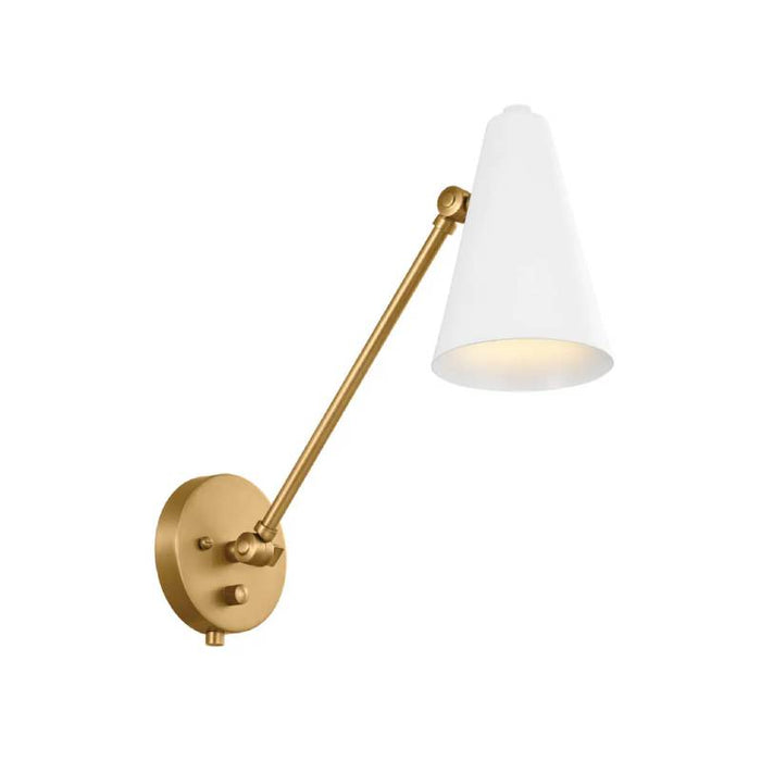 Kichler 52485 Sylvia 1-lt 6" Wall Sconce-Natural Brass with White