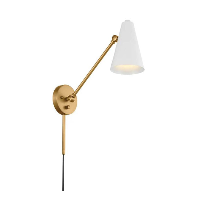 Kichler 52485 Sylvia 1-lt 6" Wall Sconce-Natural Brass with White