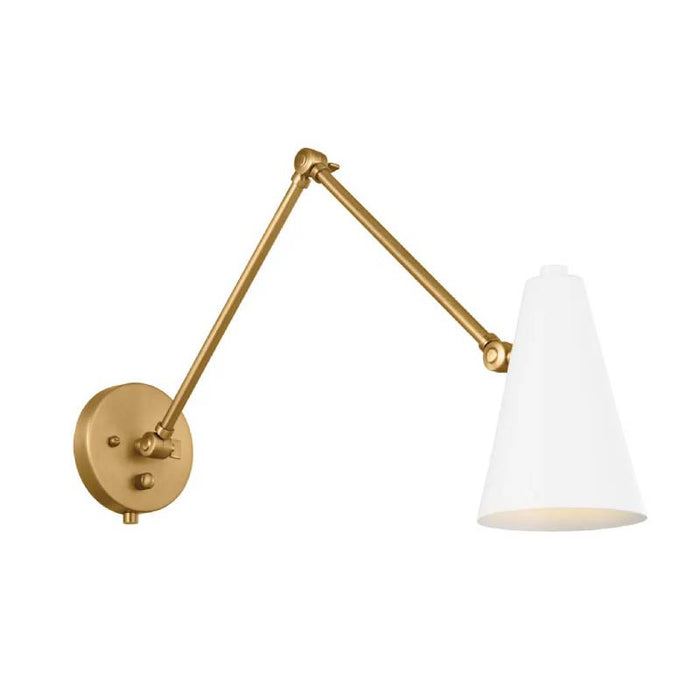Kichler 52486 Sylvia 1-lt 6" Wall Sconce-Natural Brass with White