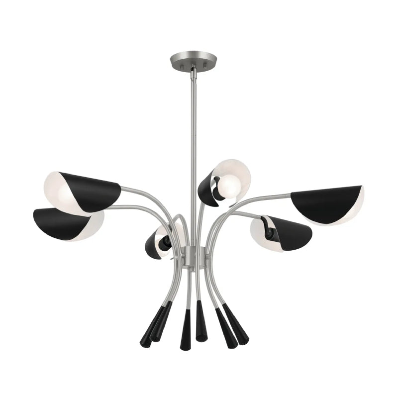 Kichler 52559 Arcus 6-lt 39" Chandelier-Satin Nickel with Black