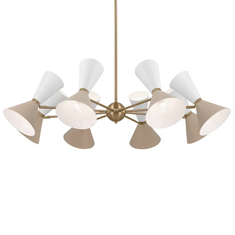 Kichler 52567 Phix 16-lt 49" Chandelier-Champagne Bronze with Greige and White