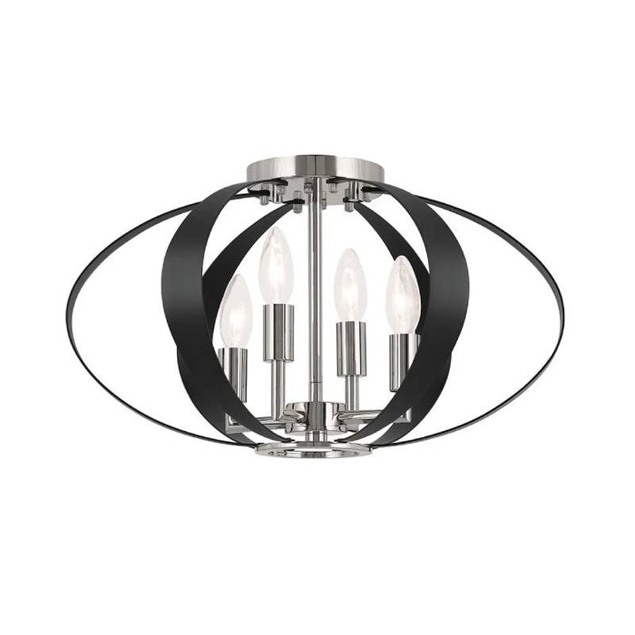 Kichler 52588 Cecil 4-lt 18" Flush Mount-Polished Nickel with Black