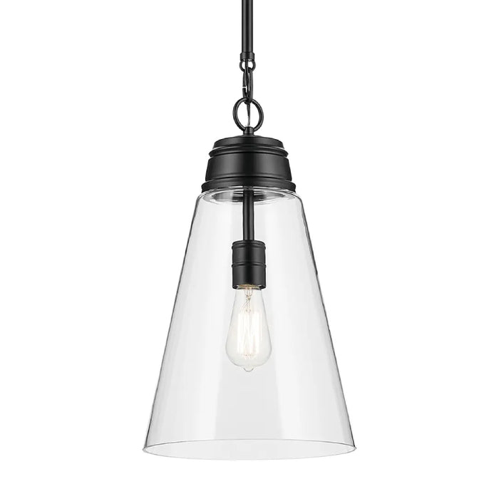 Kichler 52661 Marsailli 1-lt 12" Pendant - Black Clear Glass