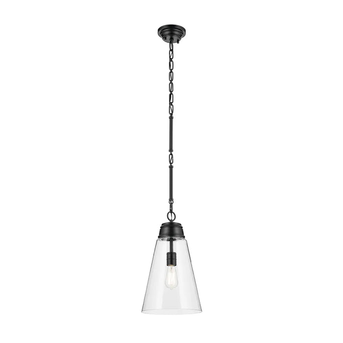 Kichler 52661 Marsailli 1-lt 12" Pendant - Black Clear Glass